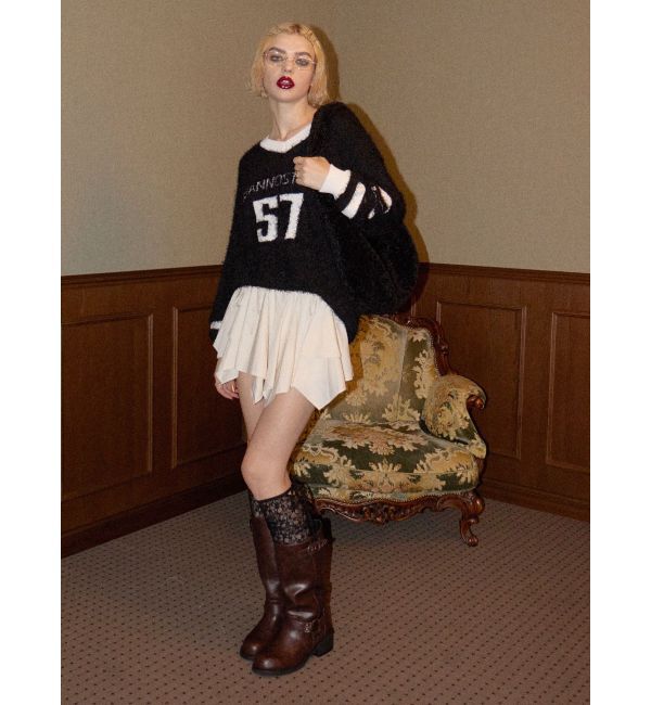 EVRIS「シャギーユニフォームミニニットワンピース」|ワンピース|