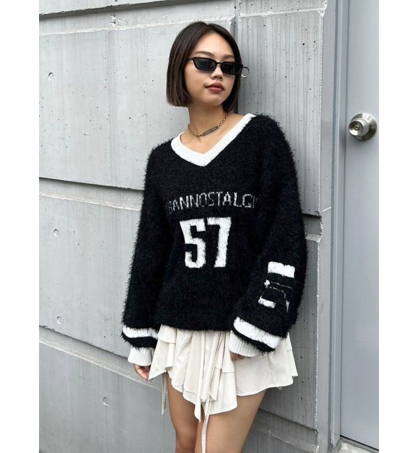 EVRIS「シャギーユニフォームミニニットワンピース」|ワンピース|