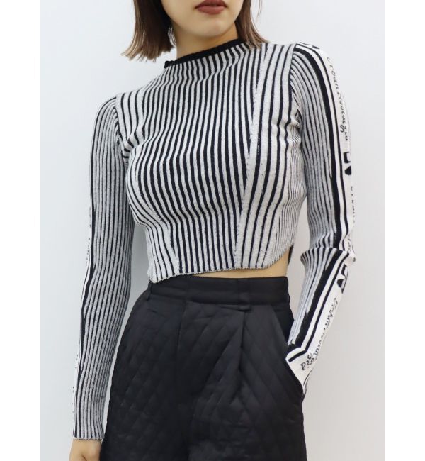 EVRIS「ロゴラインタートルニットトップス」|ニット・セーター|ホワイト