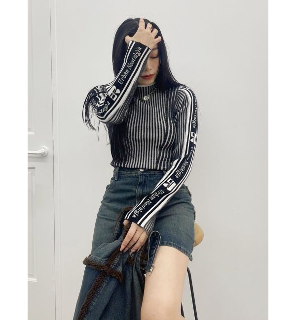 EVRIS「ロゴラインタートルニットトップス」|ニット・セーター|