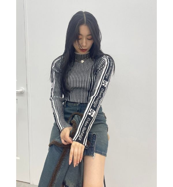 EVRIS「ロゴラインタートルニットトップス」|ニット・セーター|