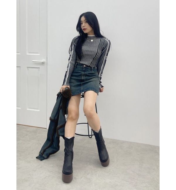 EVRIS「ロゴラインタートルニットトップス」|ニット・セーター|