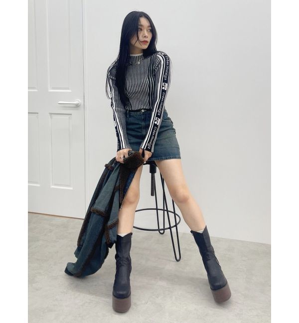 EVRIS「ロゴラインタートルニットトップス」|ニット・セーター|