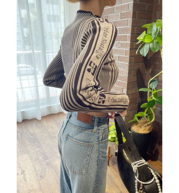 EVRIS「ロゴラインタートルニットトップス」|ニット・セーター|