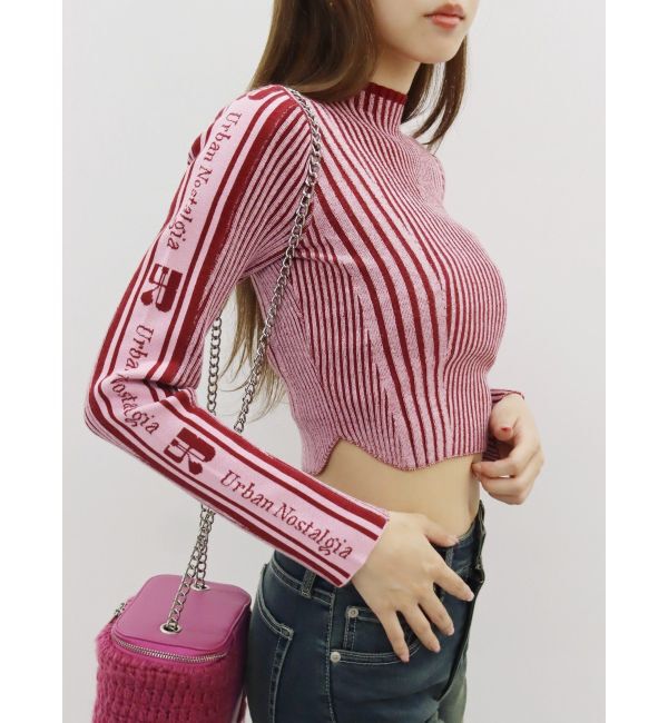 EVRIS「ロゴラインタートルニットトップス」|ニット・セーター|