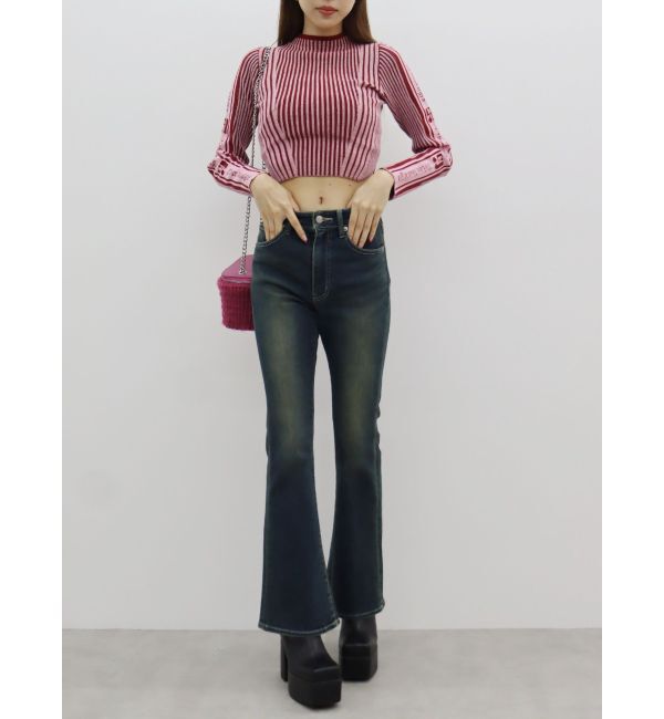 EVRIS「ロゴラインタートルニットトップス」|ニット・セーター|