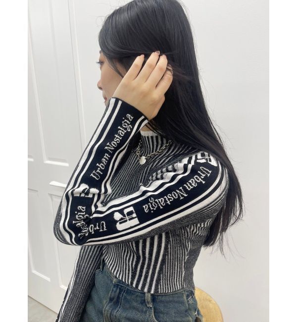 EVRIS「ロゴラインタートルニットトップス」|ニット・セーター|