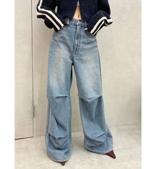 EVRIS「ニータックワイドデニムパンツ」|デニム|ブルー