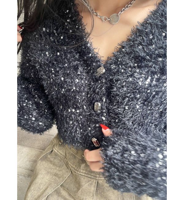 EVRIS「ミックスファンシーヤーンショートカーディガン」|カーディガン|