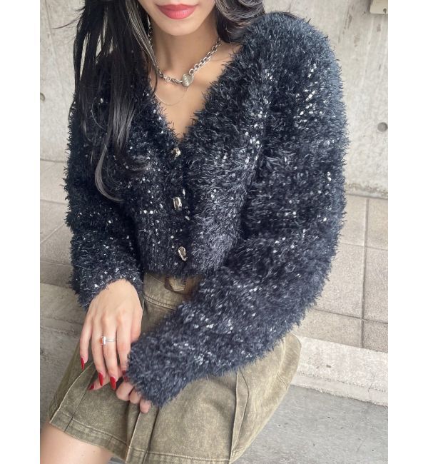 EVRIS「ミックスファンシーヤーンショートカーディガン」|カーディガン|