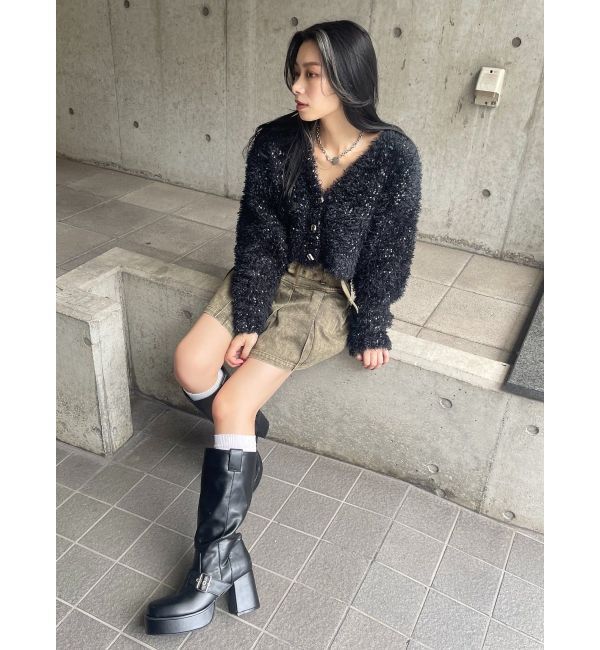 EVRIS「ミックスファンシーヤーンショートカーディガン」|カーディガン|