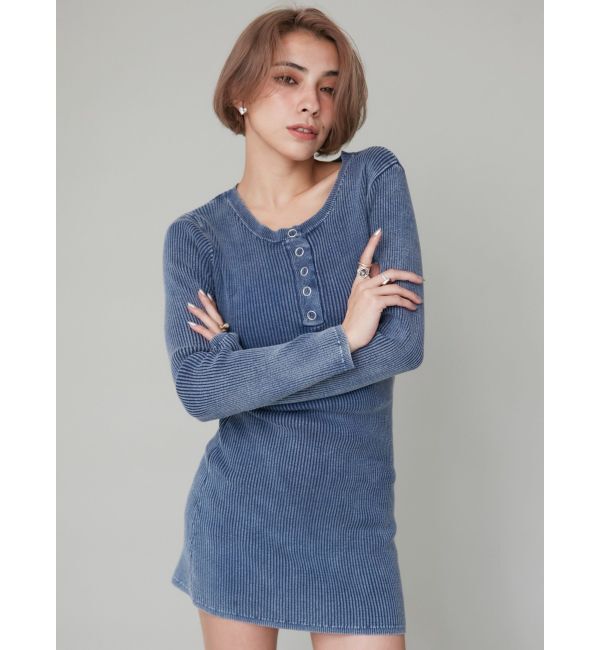 EVRIS「ブリーチヘンリーネックリブタイトワンピース」|ワンピース|