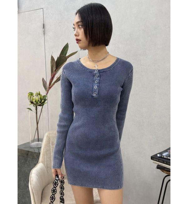 EVRIS「ブリーチヘンリーネックリブタイトワンピース」|ワンピース|