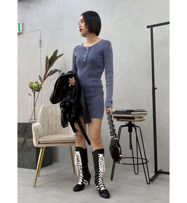 EVRIS「ブリーチヘンリーネックリブタイトワンピース」|ワンピース|