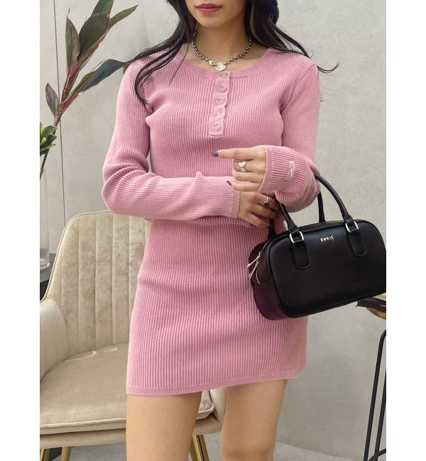 EVRIS「ブリーチヘンリーネックリブタイトワンピース」|ワンピース|