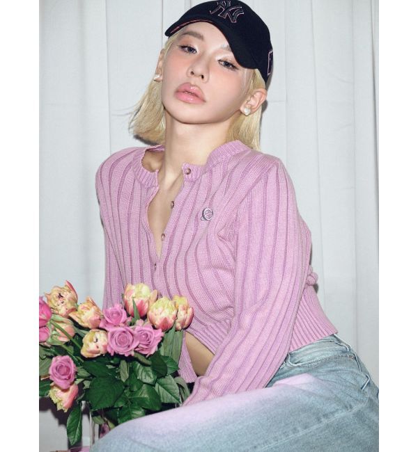 EVRIS「ワンポイントリブブリーチニットカーディガン」|カーディガン|