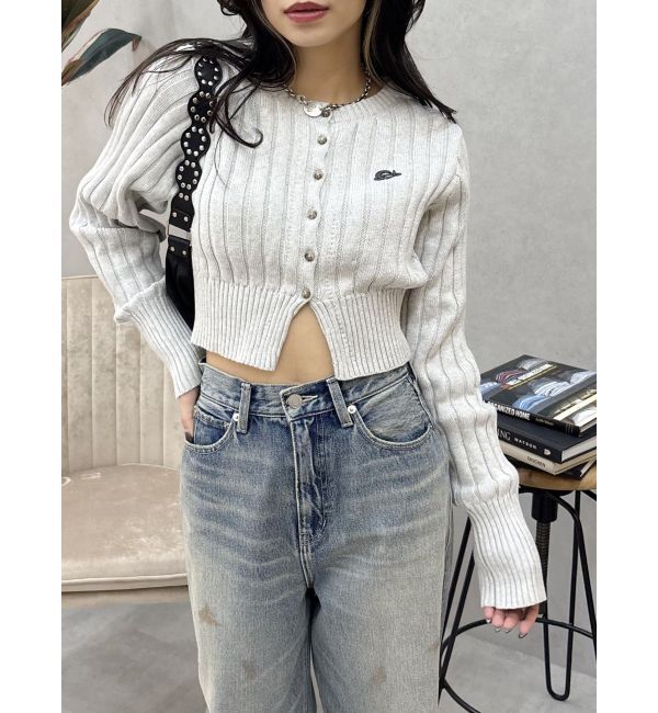 EVRIS「ワンポイントリブブリーチニットカーディガン」|カーディガン|