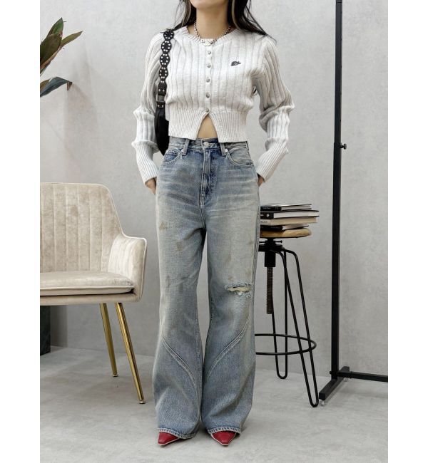 EVRIS「ワンポイントリブブリーチニットカーディガン」|カーディガン|