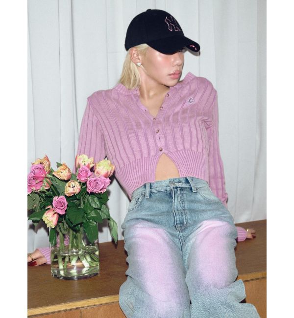 EVRIS「ワンポイントリブブリーチニットカーディガン」|カーディガン|