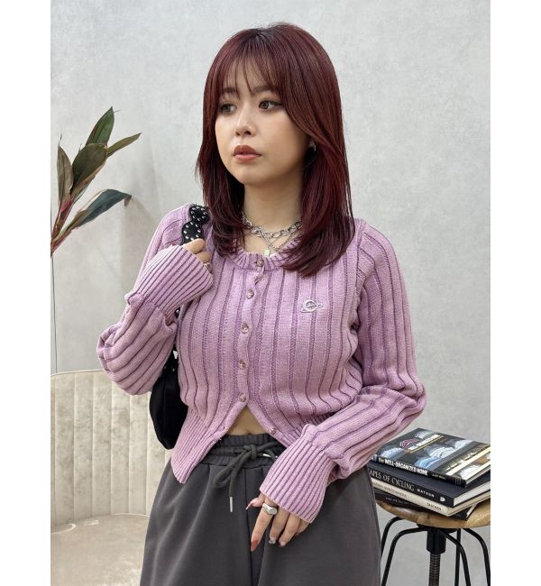 EVRIS「ワンポイントリブブリーチニットカーディガン」|カーディガン|