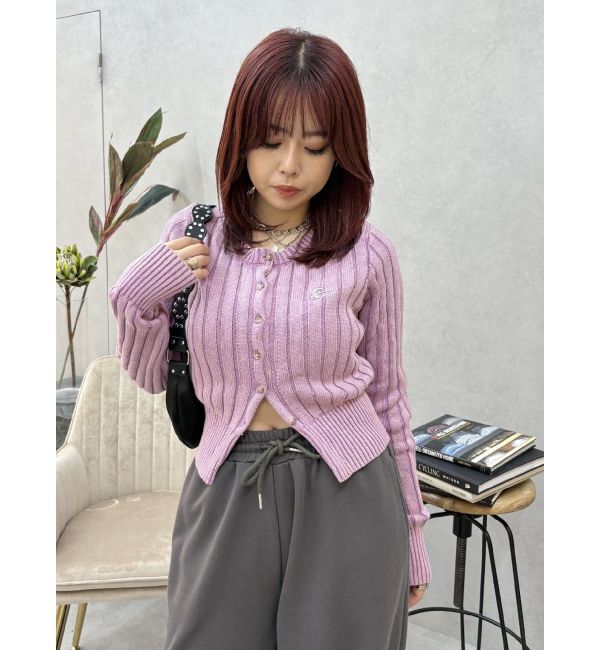 EVRIS「ワンポイントリブブリーチニットカーディガン」|カーディガン|