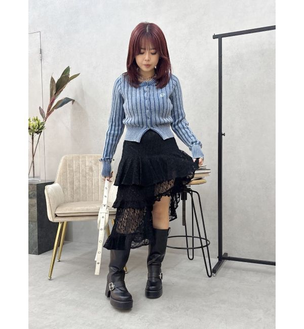 EVRIS「ワンポイントリブブリーチニットカーディガン」|カーディガン|