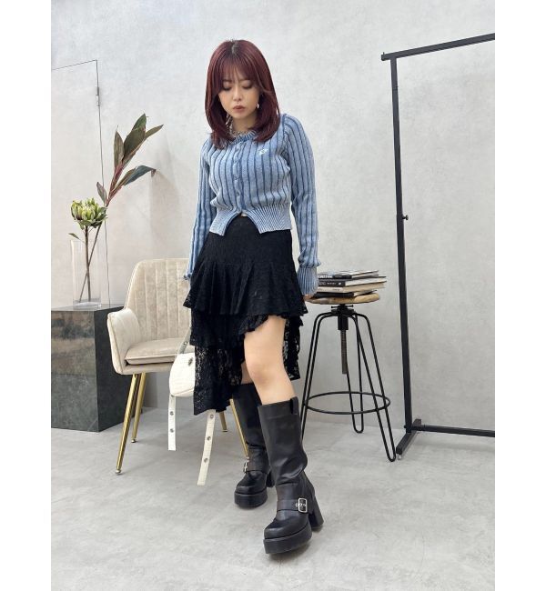 EVRIS「ワンポイントリブブリーチニットカーディガン」|カーディガン|