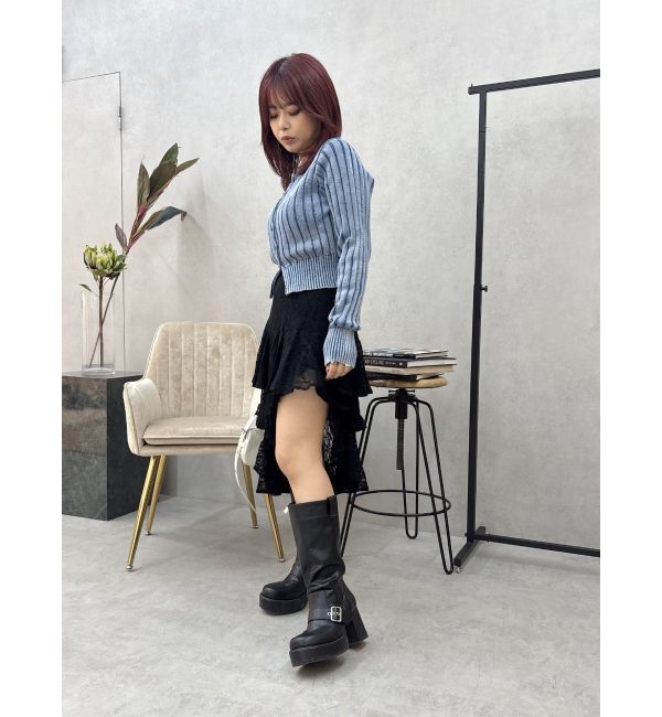 EVRIS「ワンポイントリブブリーチニットカーディガン」|カーディガン|