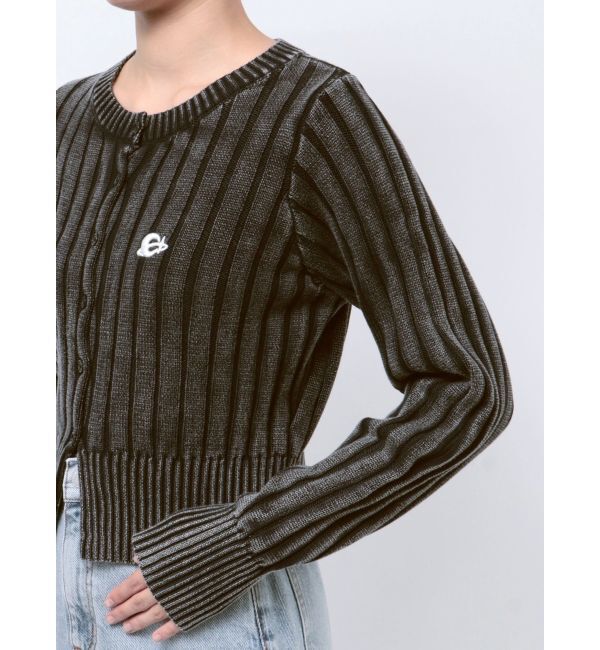 EVRIS「ワンポイントリブブリーチニットカーディガン」|カーディガン|