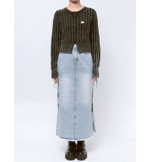 EVRIS「ワンポイントリブブリーチニットカーディガン」|カーディガン|