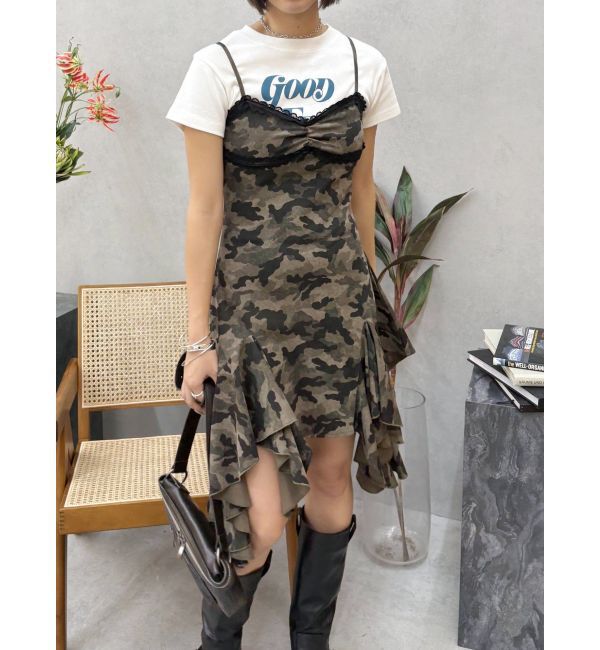 EVRIS「レースドッキングアシンメトリーミニワンピース」|ワンピース|