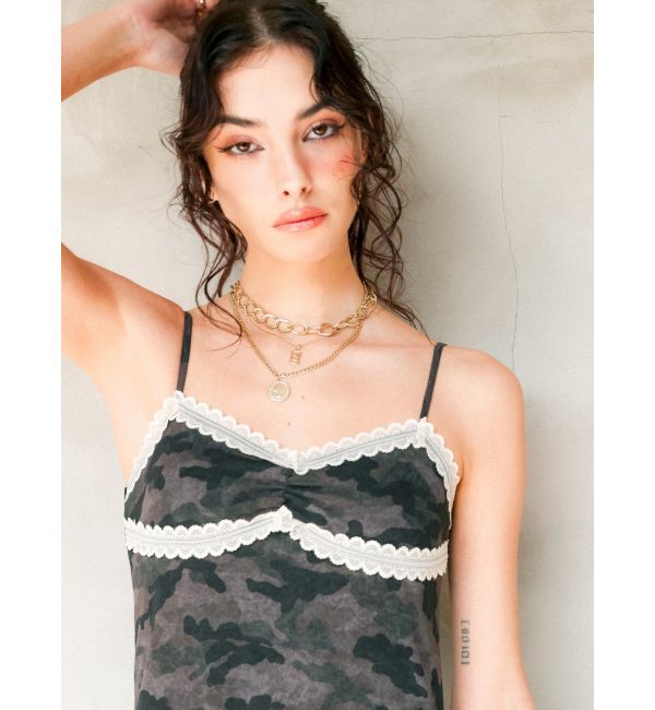 EVRIS「レースドッキングアシンメトリーミニワンピース」|ワンピース|