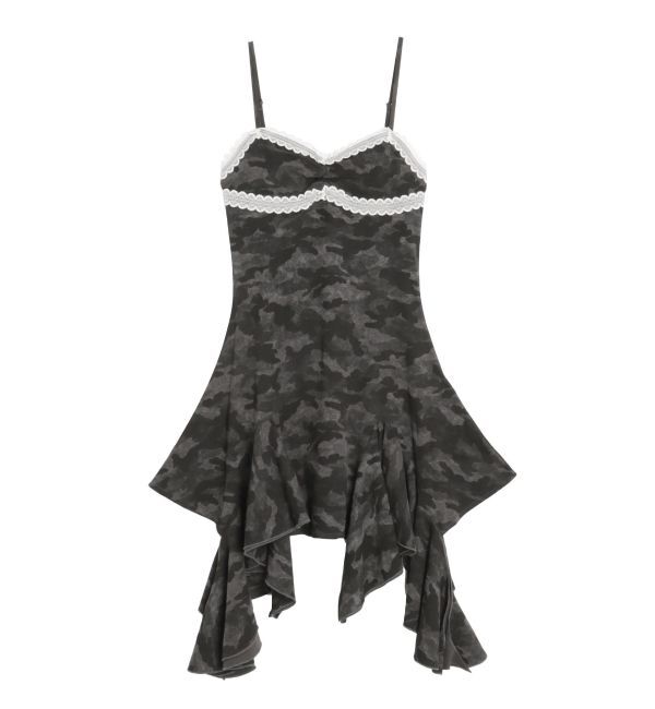 EVRIS「レースドッキングアシンメトリーミニワンピース」|ワンピース|