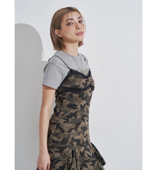 EVRIS「レースドッキングアシンメトリーミニワンピース」|ワンピース|