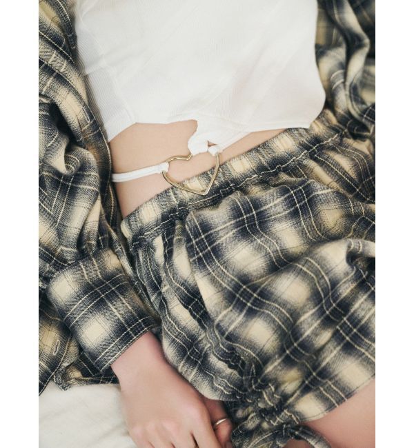 EVRIS「フーディーチェックオーバーサイズシャツ【セットアップ着用可能】」|シャツ・ブラウス|