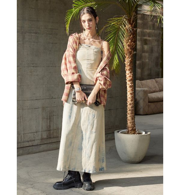 EVRIS「フーディーチェックオーバーサイズシャツ【セットアップ着用可能】」|シャツ・ブラウス|