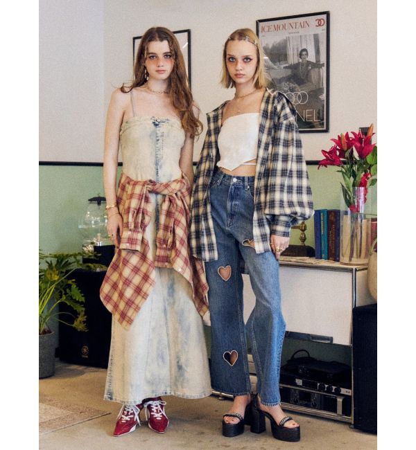 EVRIS「フーディーチェックオーバーサイズシャツ【セットアップ着用可能】」|シャツ・ブラウス|