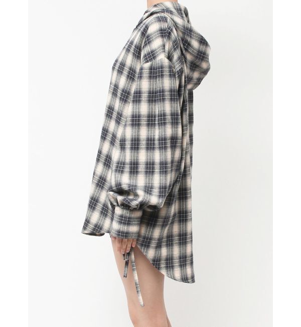 EVRIS「フーディーチェックオーバーサイズシャツ【セットアップ着用可能】」|シャツ・ブラウス|