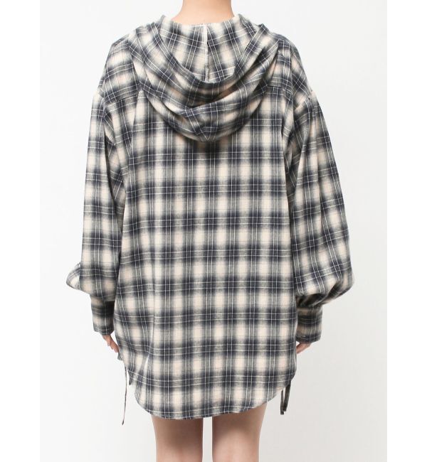 EVRIS「フーディーチェックオーバーサイズシャツ【セットアップ着用可能】」|シャツ・ブラウス|