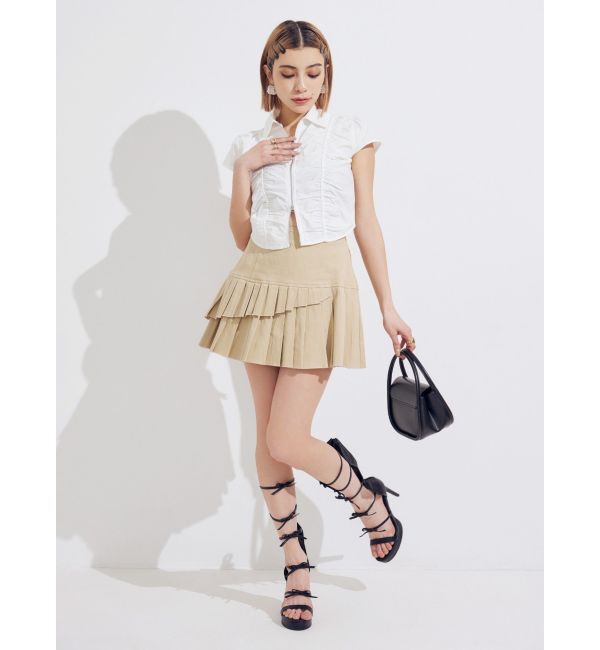 EVRIS「レイヤードプリーツミニスカート」|スカート|