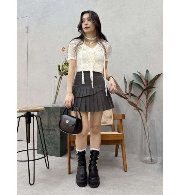 EVRIS「レイヤードプリーツミニスカート」|スカート|