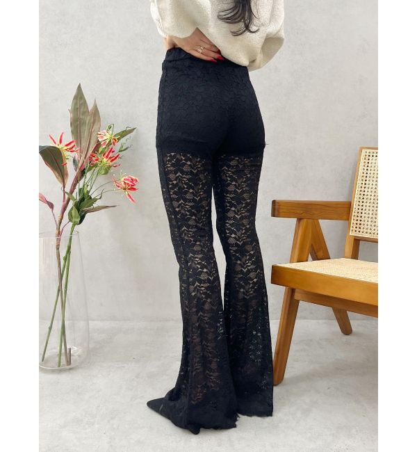 EVRIS「レースフレアパンツ」|その他|ブラック