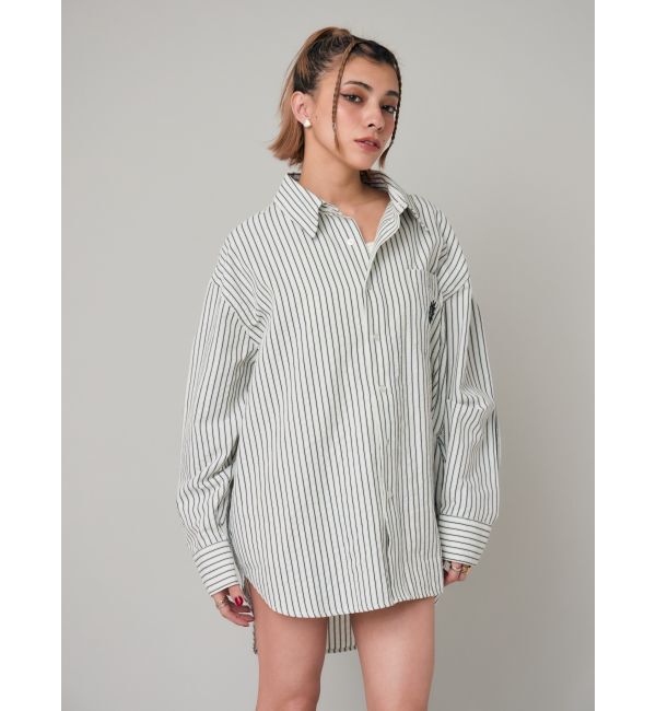 EVRIS「SUNNYモチーフストライプオーバーサイズシャツ」|シャツ・ブラウス|