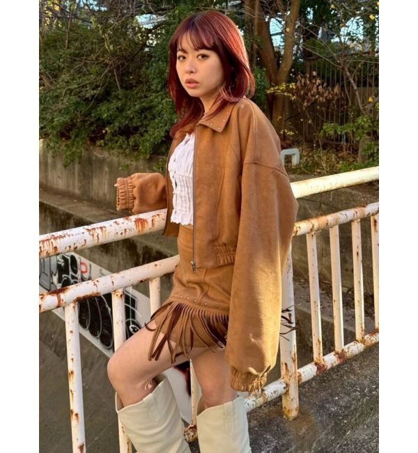 EVRIS「フェイクスウェードボリュームショートブルゾン【セットアップ着用可能】」|ブルゾン・スタジャン|