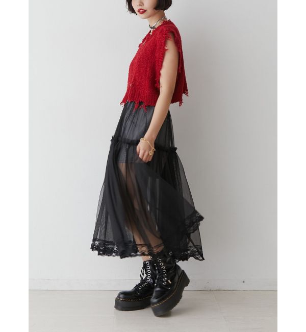 jouetie「ダメージヘム2WAYZIPベスト」|ニット・セーター|