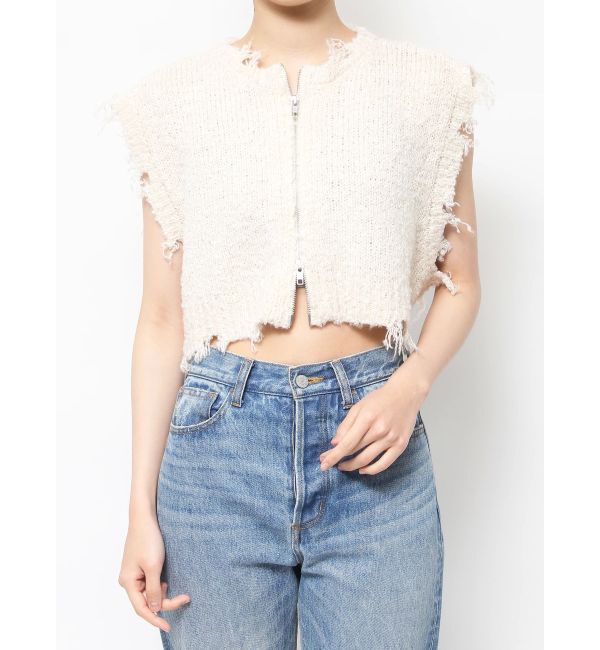 jouetie「ダメージヘム2WAYZIPベスト」|ニット・セーター|