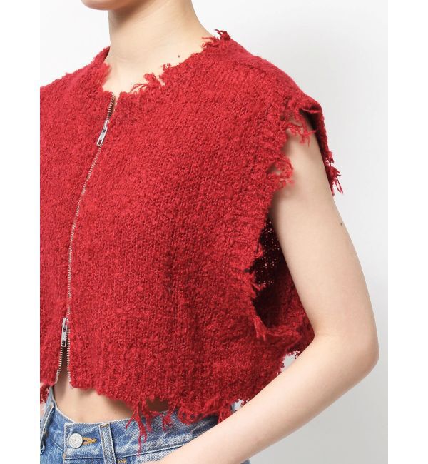 jouetie「ダメージヘム2WAYZIPベスト」|ニット・セーター|