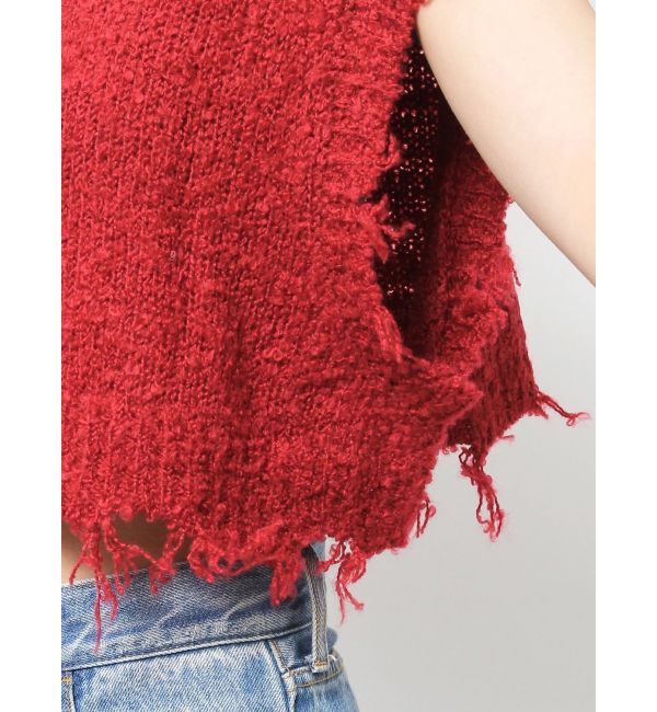 jouetie「ダメージヘム2WAYZIPベスト」|ニット・セーター|