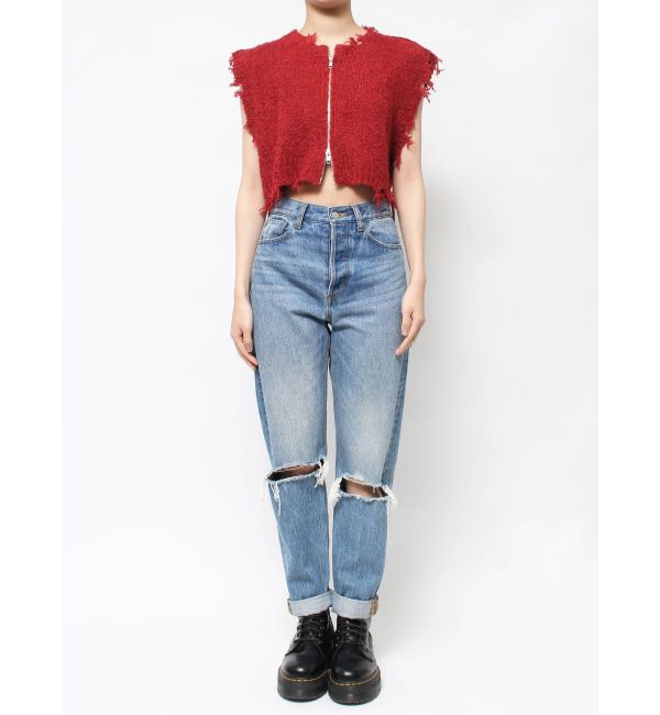 jouetie「ダメージヘム2WAYZIPベスト」|ニット・セーター|