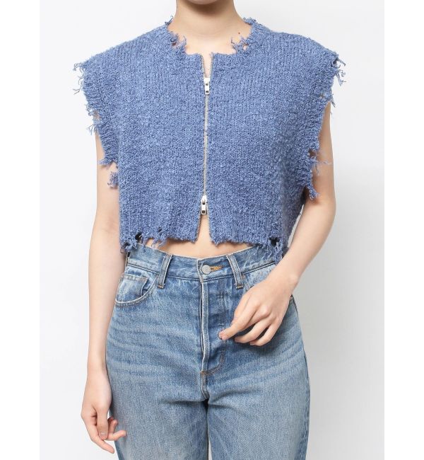 jouetie「ダメージヘム2WAYZIPベスト」|ニット・セーター|